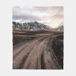 Beautiful Landmanalaugar gravel dust road way on h Fleece Blanket