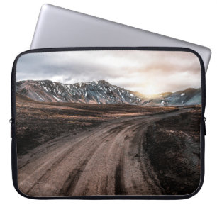 Beautiful Landmanalaugar gravel dust road way on h Laptop Sleeve