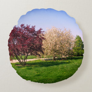 Beautiful Landscape and Trees Round Cushion