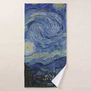 Beautiful Landscape Blue Night Sky Golden Stars Bath Towel Set
