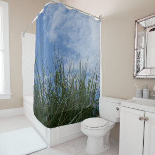 beautiful, landscape, dunes, grass, sky, summer, shower curtain