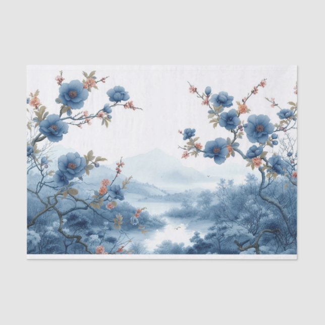 Beautiful Landscape in Blue Tissue Paper (Front)