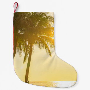 Beautiful landscape of sea ocean with silhouette c small christmas stocking