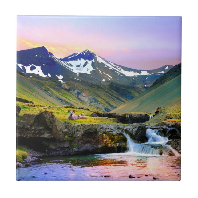 Beautiful Landscape Scenery of Iceland Ceramic Tile (Front)