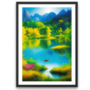 beautiful landscape scenery with the river poster
