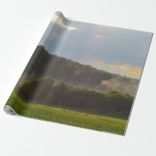 Beautiful landscape view of mountain and forest wrapping paper