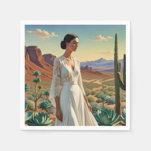 Beautiful Landscape with a Woman Spiritual Art Napkin