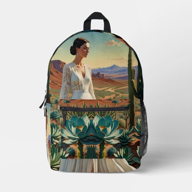 Beautiful Landscape with a Woman Spiritual Art Printed Backpack (Front)