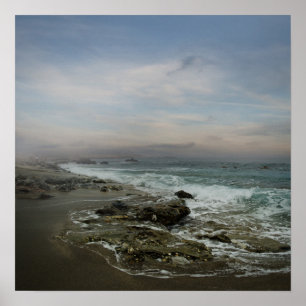 Beautiful landscape with sea and dramatic sky poster