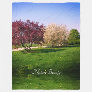 Beautiful Landscape with Trees Large Fleece Blanket