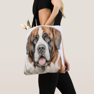 BEAUTIFUL LARGE SAINT BERNARD DOG TOTE BAG