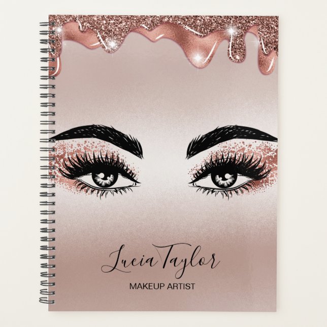 Beautiful lashes eyes rose gold drips makeup girly planner (Front)