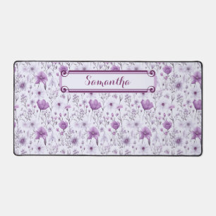 Beautiful lavender and pink floral desk mat