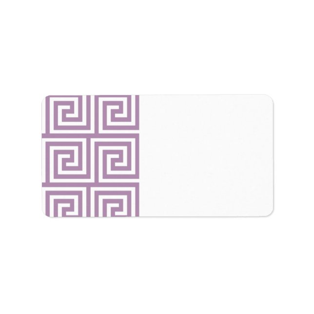 Beautiful Lavender and White Greek Key Pattern Label (Front)