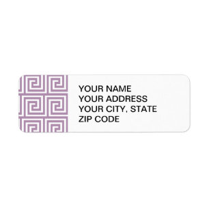 Beautiful Lavender and White Greek Key Pattern Return Address Label