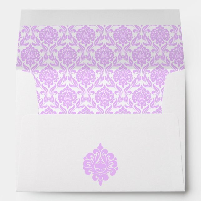 Beautiful Lavender Damask Pattern Envelopes (Back (Bottom))