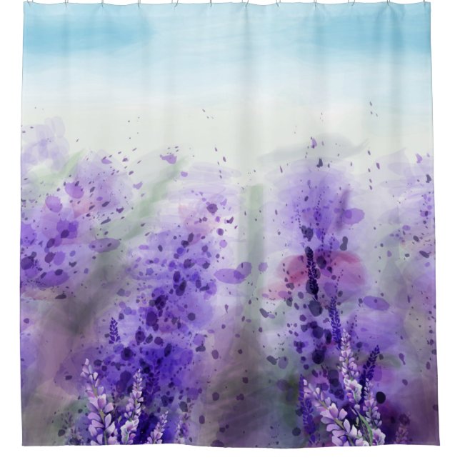 Beautiful lavender field shower curtain (Front)