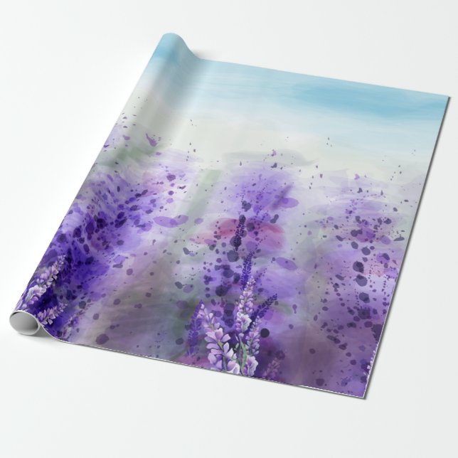 Beautiful lavender field wrapping paper (Unrolled)