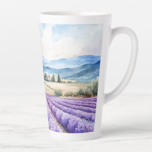 Beautiful lavender fields art latte mug