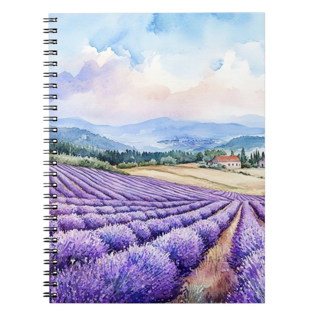 Beautiful lavender fields watercolours notebook (Front)