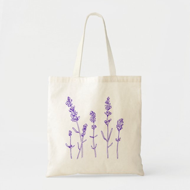 Beautiful Lavender Flower Botanical Drawing Tote Bag (Front)