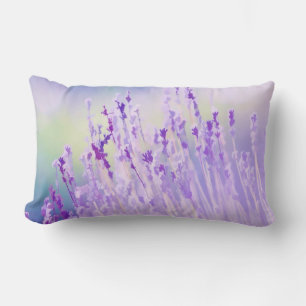 Beautiful Lavender Flower Field or meadow Purple Lumbar Cushion