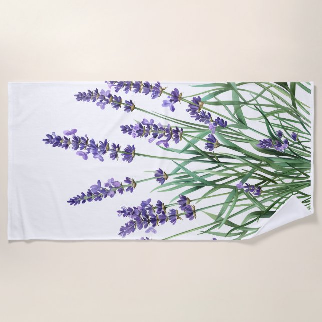 Beautiful Lavender Garden Flower Floral Beach Towel (Front)