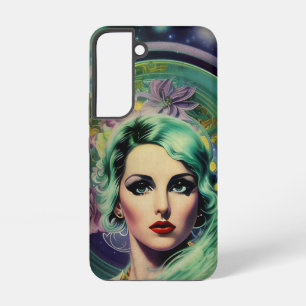 Beautiful Lavender & Green Retro Style Space Woman Samsung Galaxy Case
