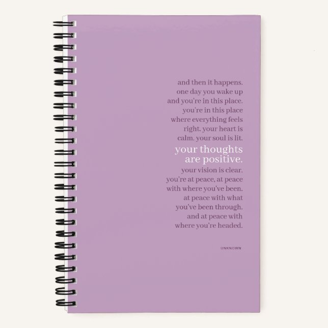 Beautiful Lavender Inspirational Quote Notebook (Front)