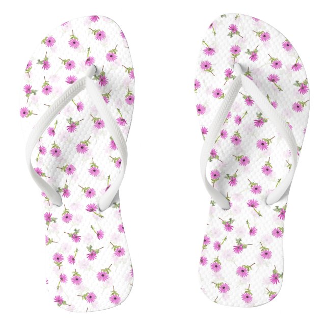 Beautiful Lavender Purple Daisy Flower Design Thongs (Footbed)
