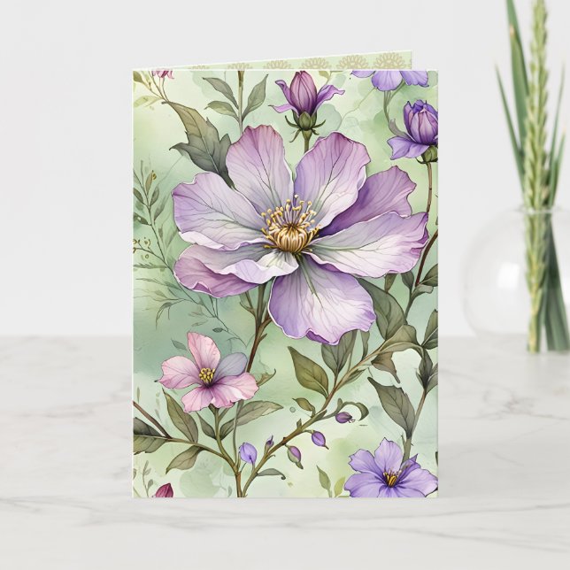 Beautiful Lavender Rose Card (Front)