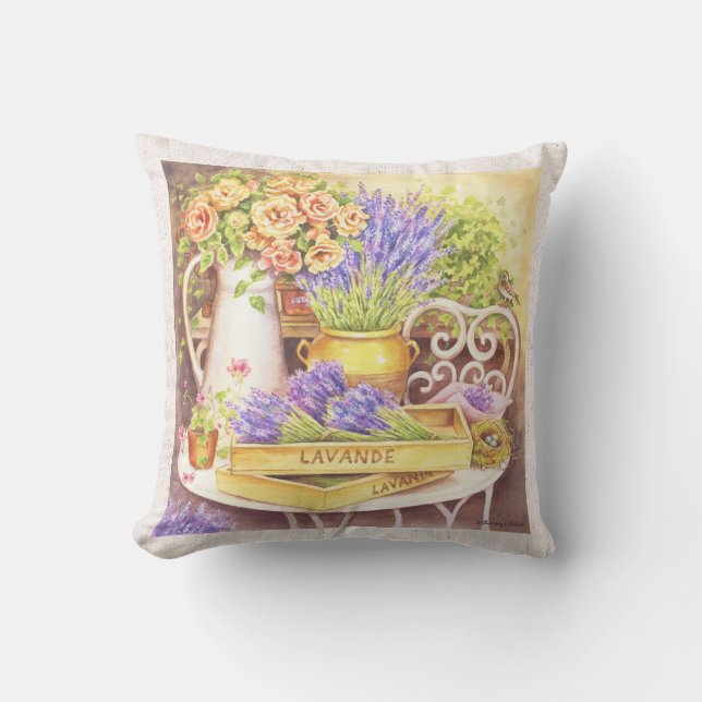 Beautiful lavender & roses pillow  (Front)