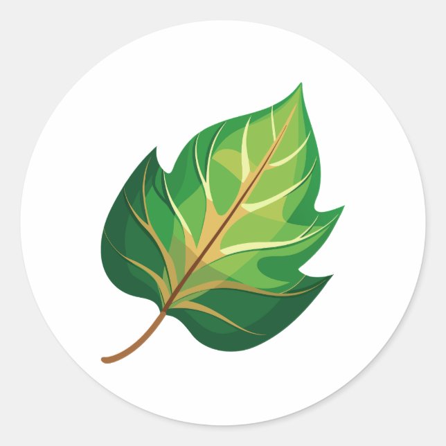 beautiful leaf illustration classic round sticker (Front)