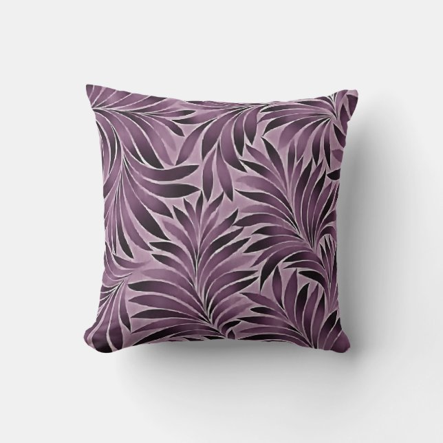 Beautiful Leaves in Aubergine Purple Cushion (Front)