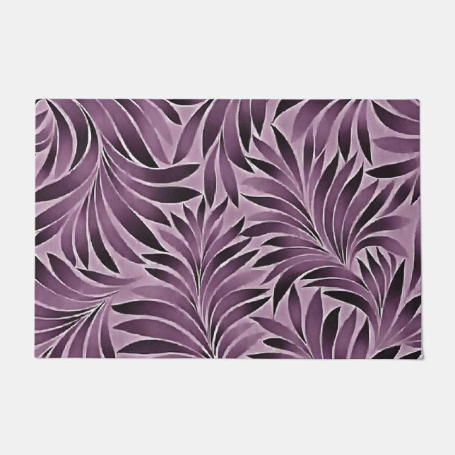 Beautiful Leaves in Aubergine Purple Doormat (Front)