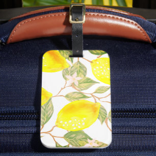 Beautiful lemon watercolors luggage tag