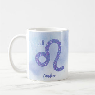 Beautiful Leo Astrology Sign Personalised Purple Coffee Mug