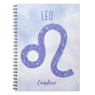 Beautiful Leo Astrology Sign Personalized Purple Notebook