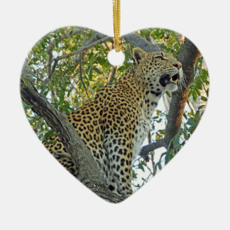 Beautiful leopard close-up ceramic ornament