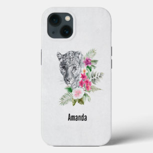 Beautiful Leopard Head Portrait in Watercolor iPhone 13 Case