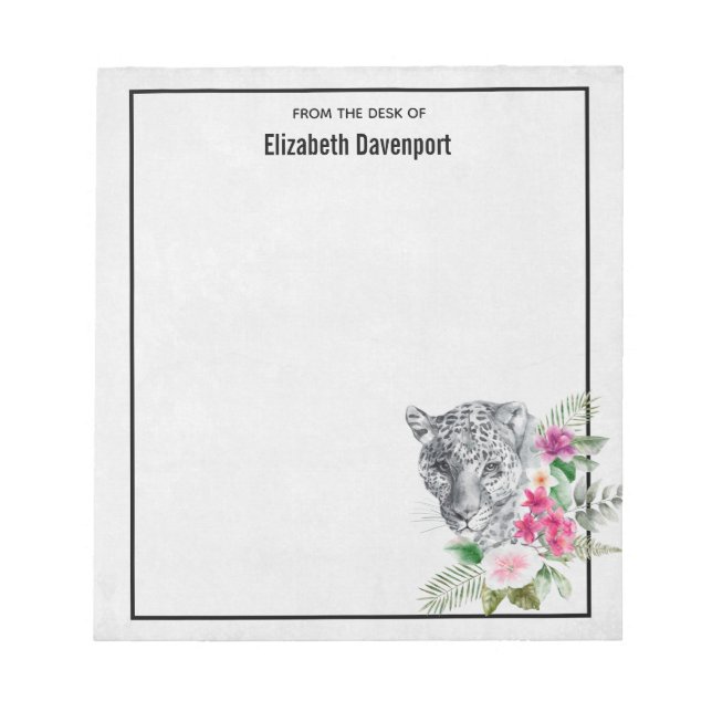 Beautiful Leopard Head Portrait in Watercolor Notepad (Front)
