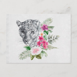 Beautiful Leopard Head Portrait in Watercolor Postcard