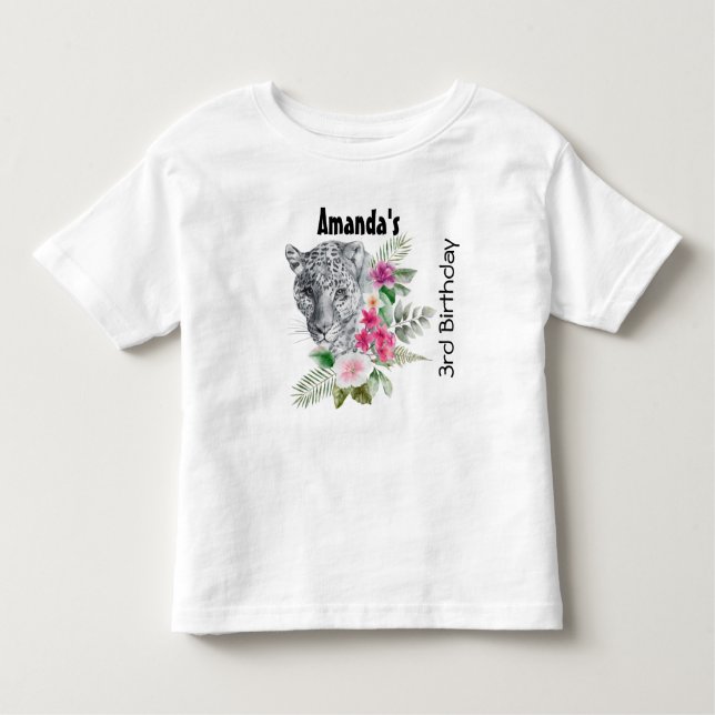 Beautiful Leopard Head Portrait in Watercolor Todd Toddler T-Shirt (Front)