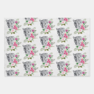 Beautiful Leopard Head Portrait Pattern Wrapping Paper Sheet