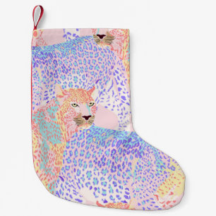 Beautiful Leopard Seamless Pattern illustration Ar Small Christmas Stocking