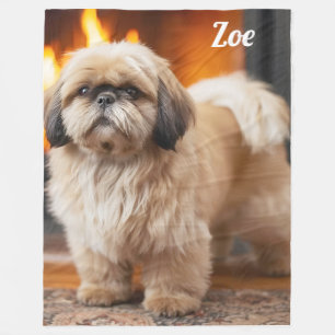 Beautiful Lhasa Apso Personalized Fleece Blanket