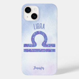 Beautiful Libra Astrology Sign Personalised Purple Case-Mate iPhone 14 Case