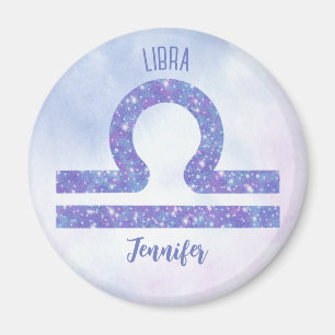 Beautiful Libra Astrology Sign Personalised Purple Magnet