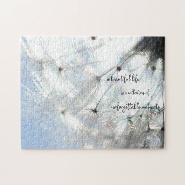 Beautiful Life Moments Quote Sky Blue Dandelion Jigsaw Puzzle (Horizontal)