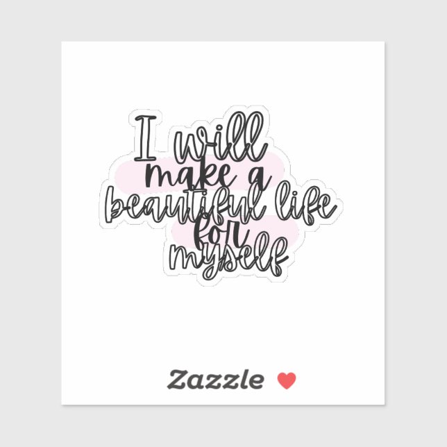 Beautiful Life Positive Quote Pink & Black (Sheet)